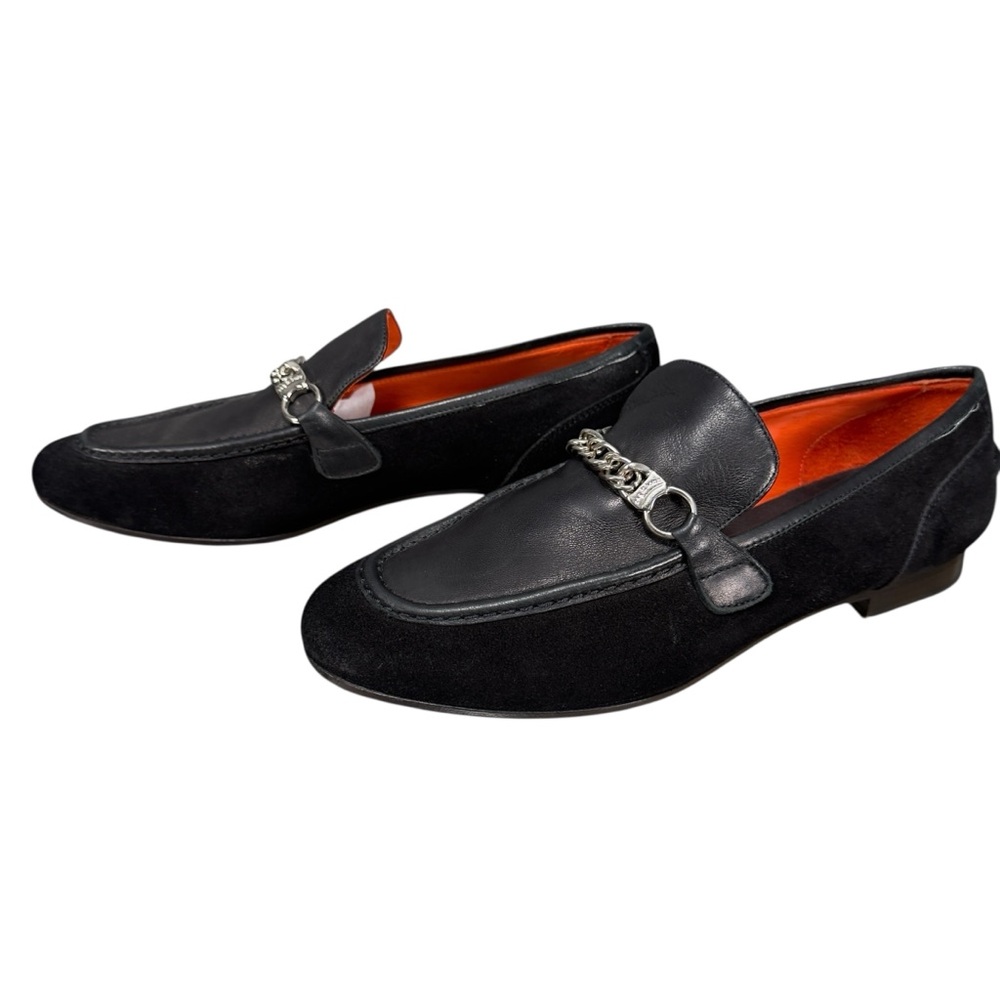 rag & bone Black Leather and Suede Loafers with Silver Detail - Picture 2 of 11
